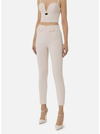 PANTALONE DRITTO IN CRÊPE STRETCH CON PATTE, 193, small