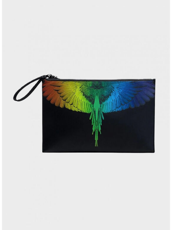 POCHETTE, BLACK / RAINBOW WINGS, medium