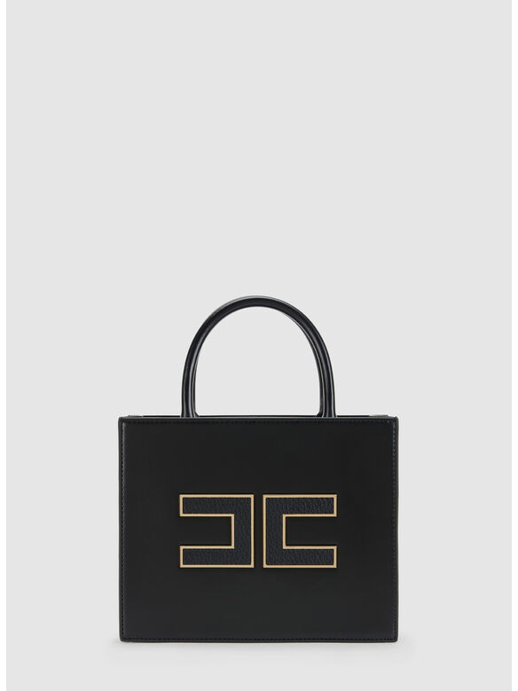 BORSA TOTE PICCOLA CON LOGO, 110 NERO, medium
