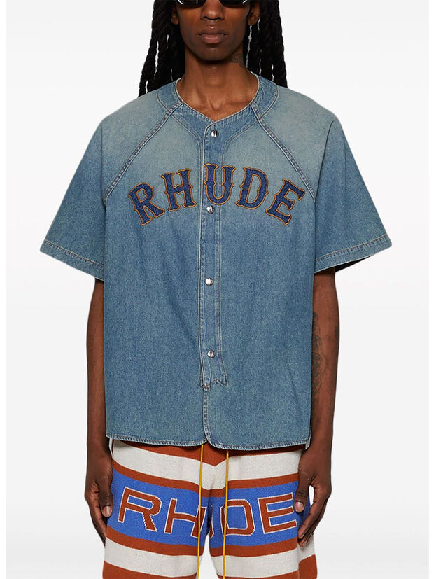CAMICIA DENIM BASEBALL, 1305 DARK INDIGO 1305, large