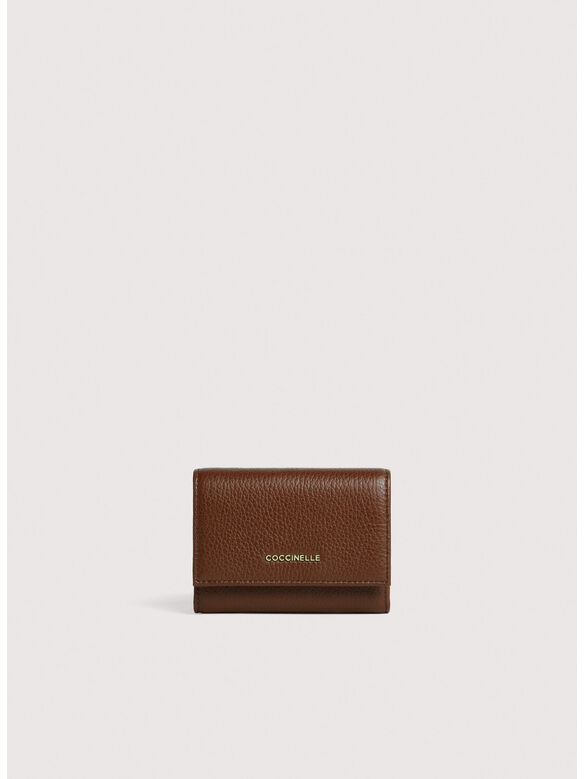 PORTAFOGLIO METALLIC SOFT GRAINED LEATHER, W11 COGNAC, medium