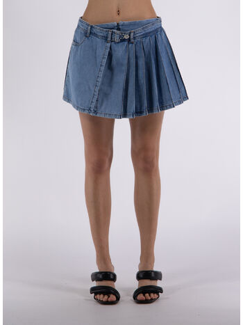 GONNA IN DENIM CON PIEGHE, A1281, small