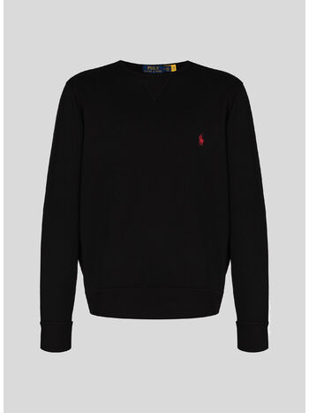 FELPA GIROCOLLO CON LOGO RICAMATO, POLO BLACK, small