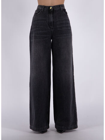 JEANS PALAZZO CON RICAMO IN VELLUTO, , small