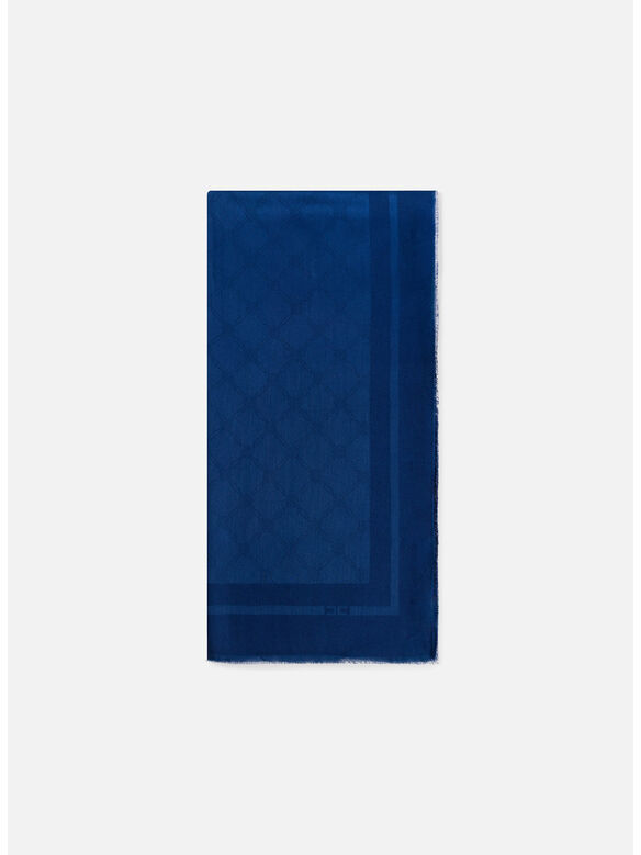 SCIARPA PASHMINA GRANDE CON ROMBI JACQUARD, DC8 OLTREMARE, medium