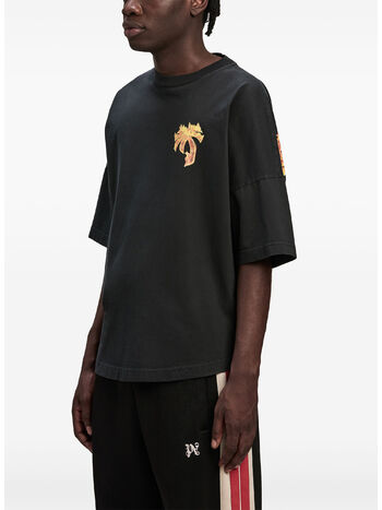 T-SHIRT BURNING PALM OVER, 1076 BLACK/GOLD, small