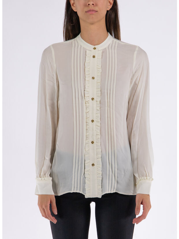 CAMICIA RUCHES BUTTON DOWN, 110 BONE, large