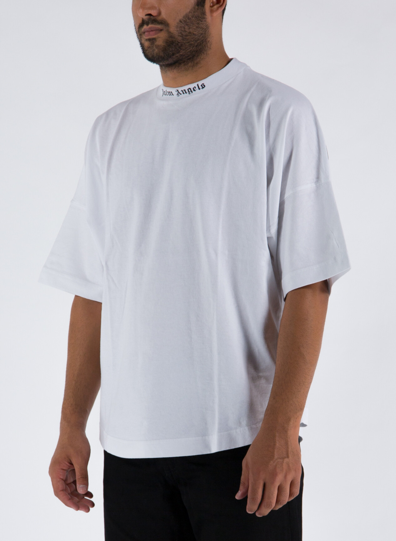 PALM ANGELS T SHIRT CLASSIC LOGO OVER TEE Bianco Nero Uomo