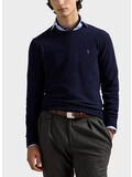 MAGLIONE GIROCOLLO IN LANA CON LOGO RICAMATO, HUNTER NAVY, thumb