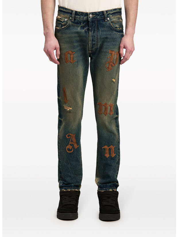 JEANS LOGO PATCH, 4564 BLUE/GOLDEN BROWN, large