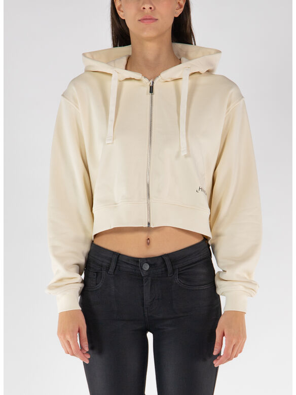 FELPA FULL ZIP CROP, BIANCO BURRO, medium