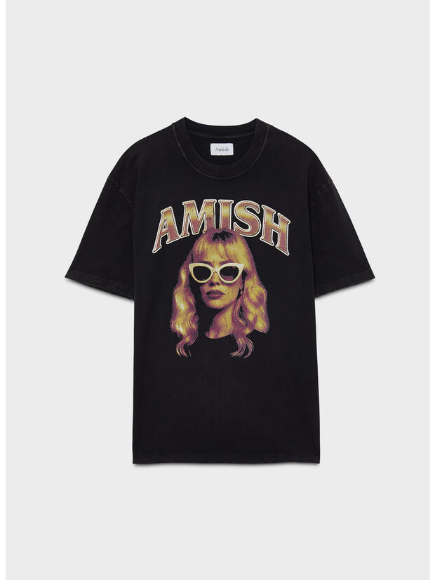 , C0073 Jersey Long hair Marmo broken Washed black, large