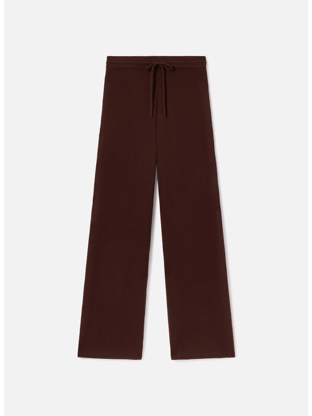 PANTALONI PALAZZO CAMBON IN PURA LANA, 00040M 18 BROWN, large