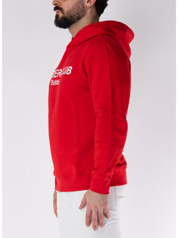 FELPA HOODIE CON LOGO STAMPATO, ROSSO, small