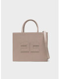 BORSA TOTE MEDIA CON IMPUNTURE A CONTRASTO, DC4 GREIGE, thumb