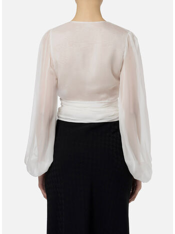 CAMICIA IN VOILE DI SETA CON FUSCIACCA, 360 AVORIO, small