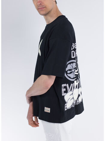 T-SHIRT GRAFFITI DARUMA FACE PRINTED SS TEE, BLACK BLACK, small
