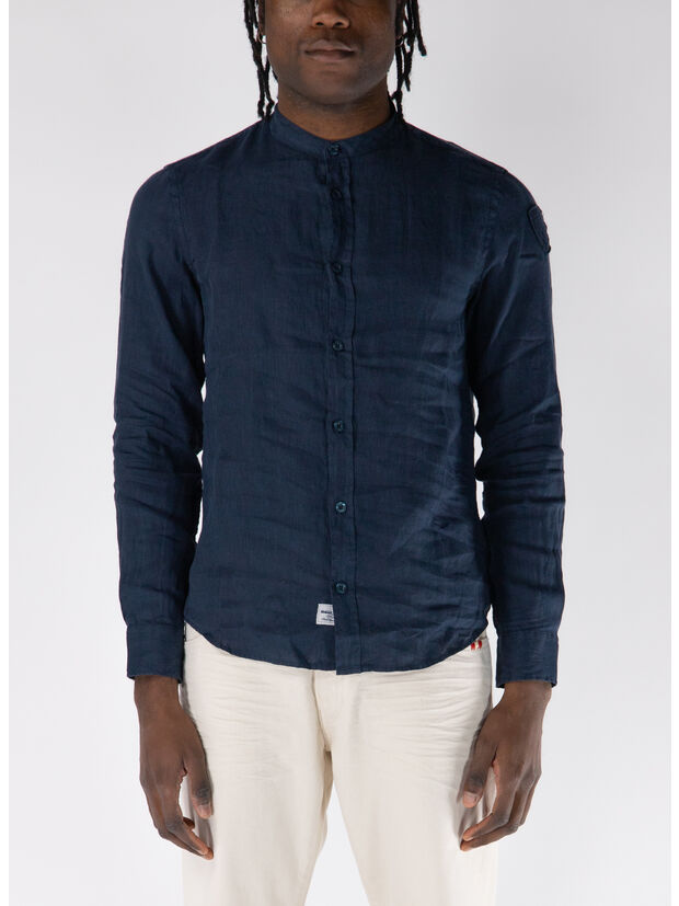 CAMICIA A MANICHE LUNGHE CON LOGO PATCH, 888 BLU, large
