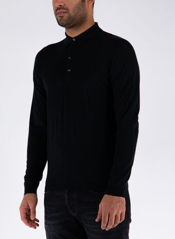 POLO A MANICHE LUNGHE, NERO, small