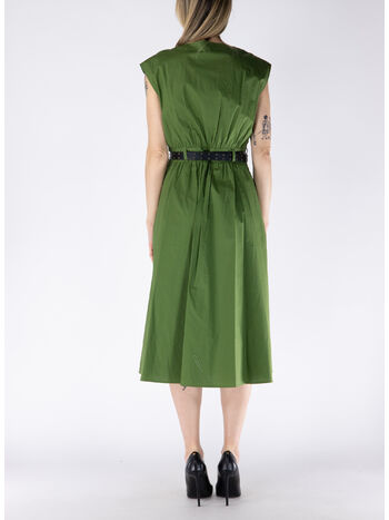 ABITO MIDI IN POPELINE DI COTONE BIOLOGICO STRETCH, 340 EVERGREEN, small