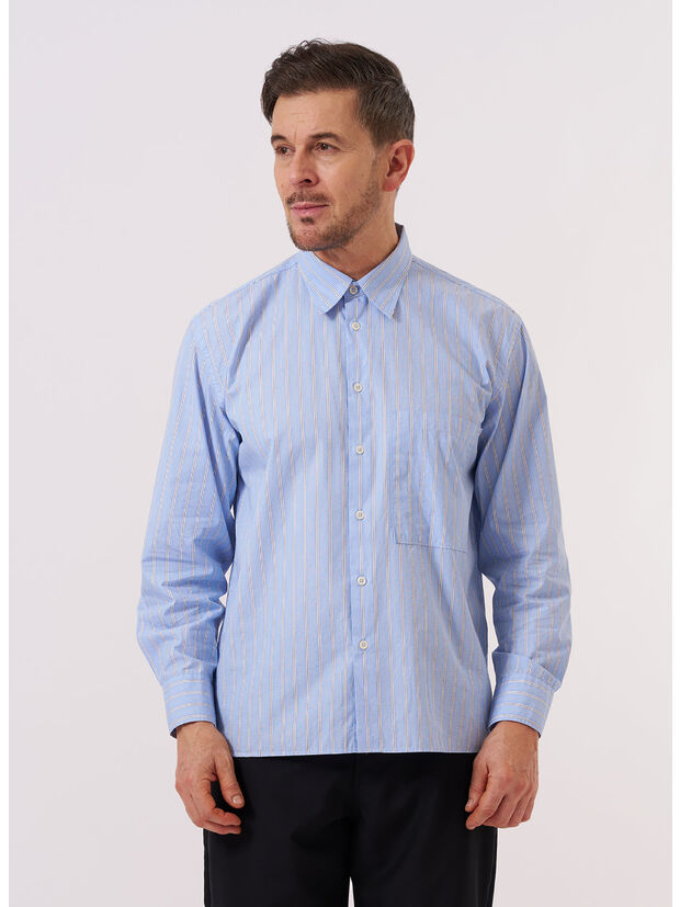 CAMICIA STRIPE SQUARE POCKET, BLUE, large