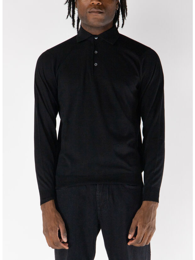 POLO A MANICHE LUNGHE, 990 NERO, large
