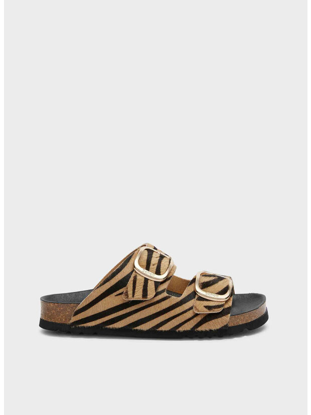 SANDALO SABOT NOELLE, ZEBRA BEIGE/BLACK, large