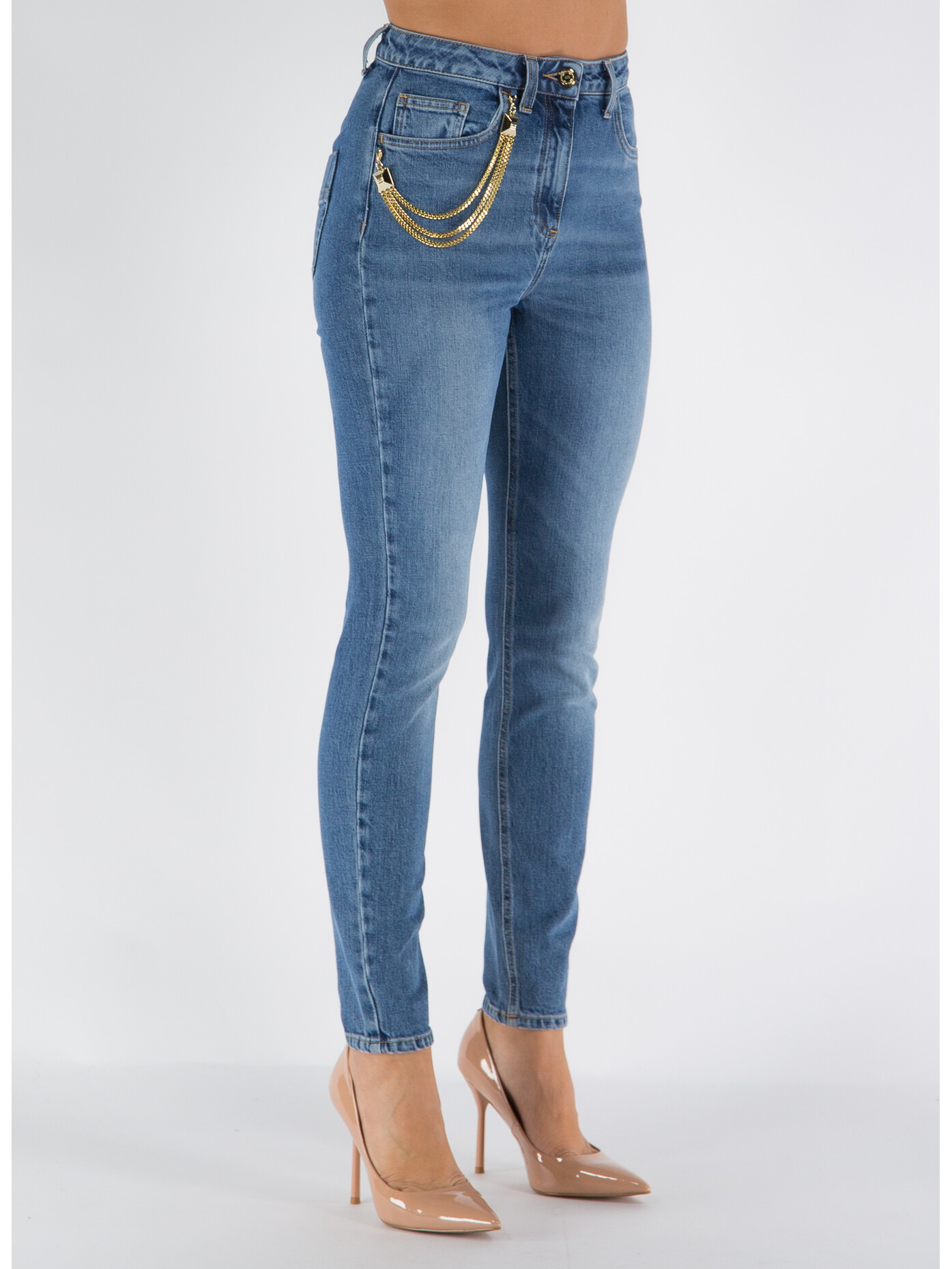 ELISABETTA FRANCHI JEANS SUPER SKINNY CON CHARM CATENA a439741 117384 Selecteur