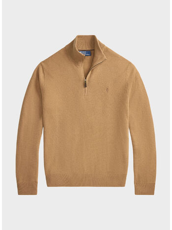 MAGLIONE MEZZA ZIP, CROUTON TAN HEATHER, small