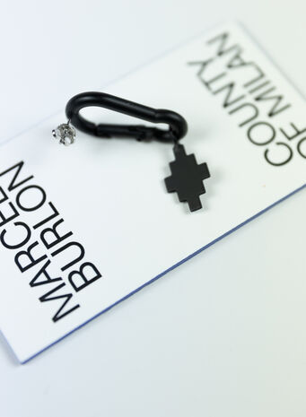 ORECCHINO SINGLE CROSS SNAP-HOOK EARRINGS, BLACK, small