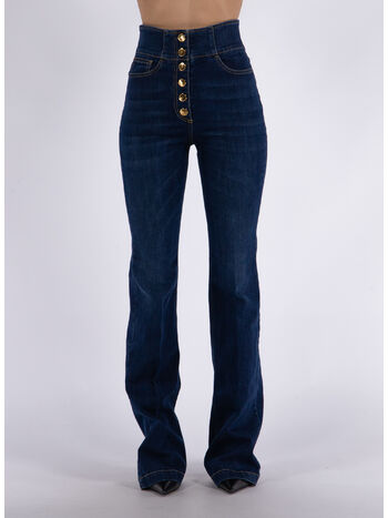 JEANS PALAZZO CON BOTTONIERA E MORSETTO, 104 BLUE DENIM, small