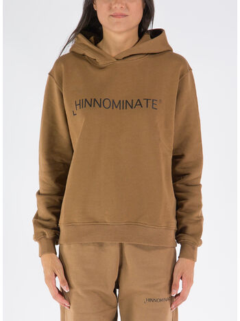 FELPA CON CAPPUCCIO E LOGO, V1 MARRONE CAFFE', small