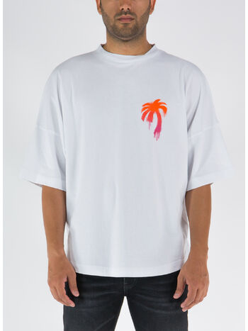 T-SHIRT SPRAYED PALM LOGO OVER, 0132 WHITE FUCHSIA, small