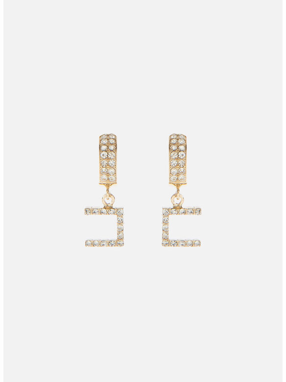 ORECCHINI CON LOGO IN STRASS, 610 ORO, medium