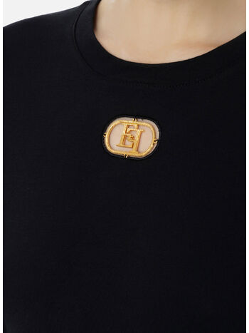 T-SHIRT IN JERSEY WITH LOGO PLAQUE, 110, small