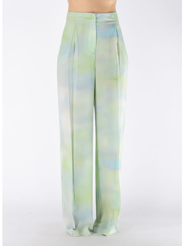 PANTALONE SARTORIALE A VITA ALTA, S5X2 STAMPA FONDO VERDE, large