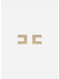 ORECCHINO DOPPIA C CON STRASS, 610 ORO, thumb