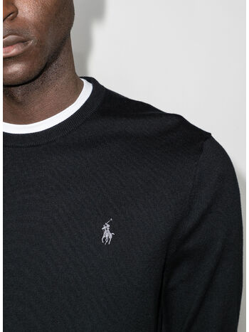 MAGLIONE GIROCOLLO CON LOGO, POLO BLACK, small