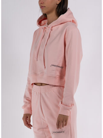 FELPA CROP CON CAPPUCCIO, ROSA, small