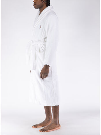 ACCAPPATOIO IN COTONE CON CAPPUCCIO, WHITE, small