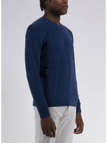 MAGLIONE TRECCIATO, RUSTIC NAVY HEATHER, small