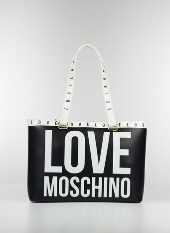 BORSA SHOPPER CON LOGO, 000NERO, small