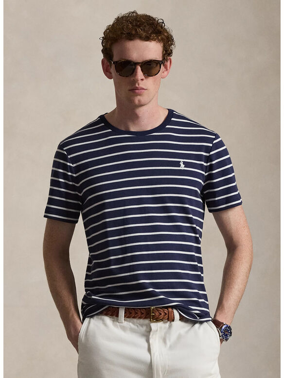 T-SHIRT IN COTONE CUSTOM, REFINED NAVY/WHITE, medium