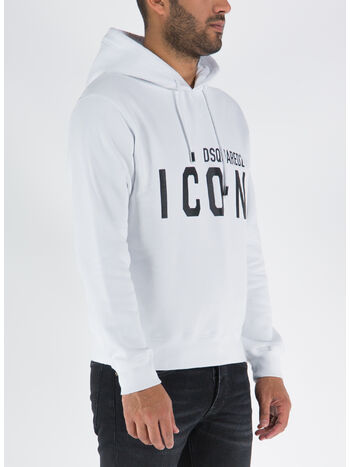 FELPA ICON CON CAPPUCCIO, 966 WHITE/BLACK, small