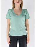 T-SHIRT ELOISE CON SCOLLO A V IN JERSEY DI LINO, 00050H 53 EMB, thumb