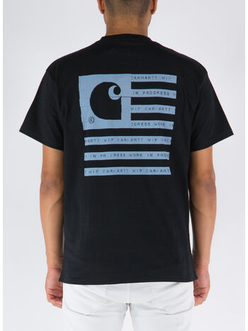 T-SHIRT S/S LABEL STATE FLAG, 16ZXX BLACK/MISTY, small