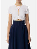 T-SHIRT CROP CON COLLANA A FIOCCO, 270 GESSO, thumb