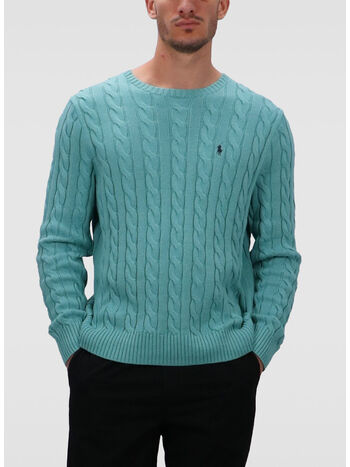 MAGLIONE GIROCOLLO TRECCIATO, DEEP SEAFOAM, small