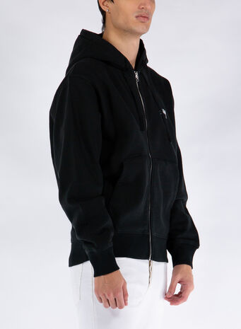 FELPA STOCK LOGO ZIP, BLACK, small