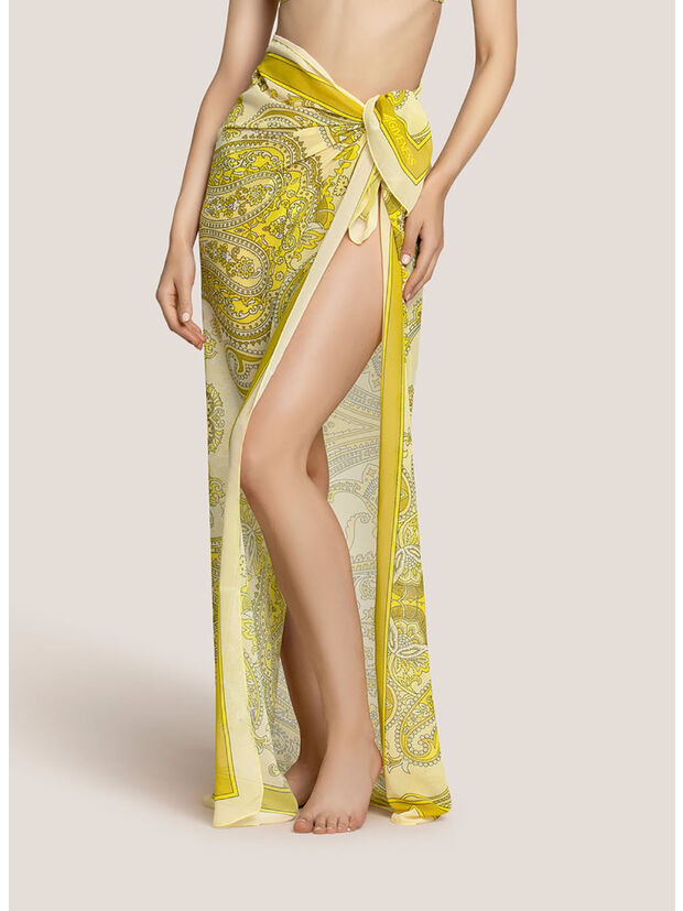 GONNA PAREO MIDI COTE D'AZUR STYLE, 020 GIALLO, large